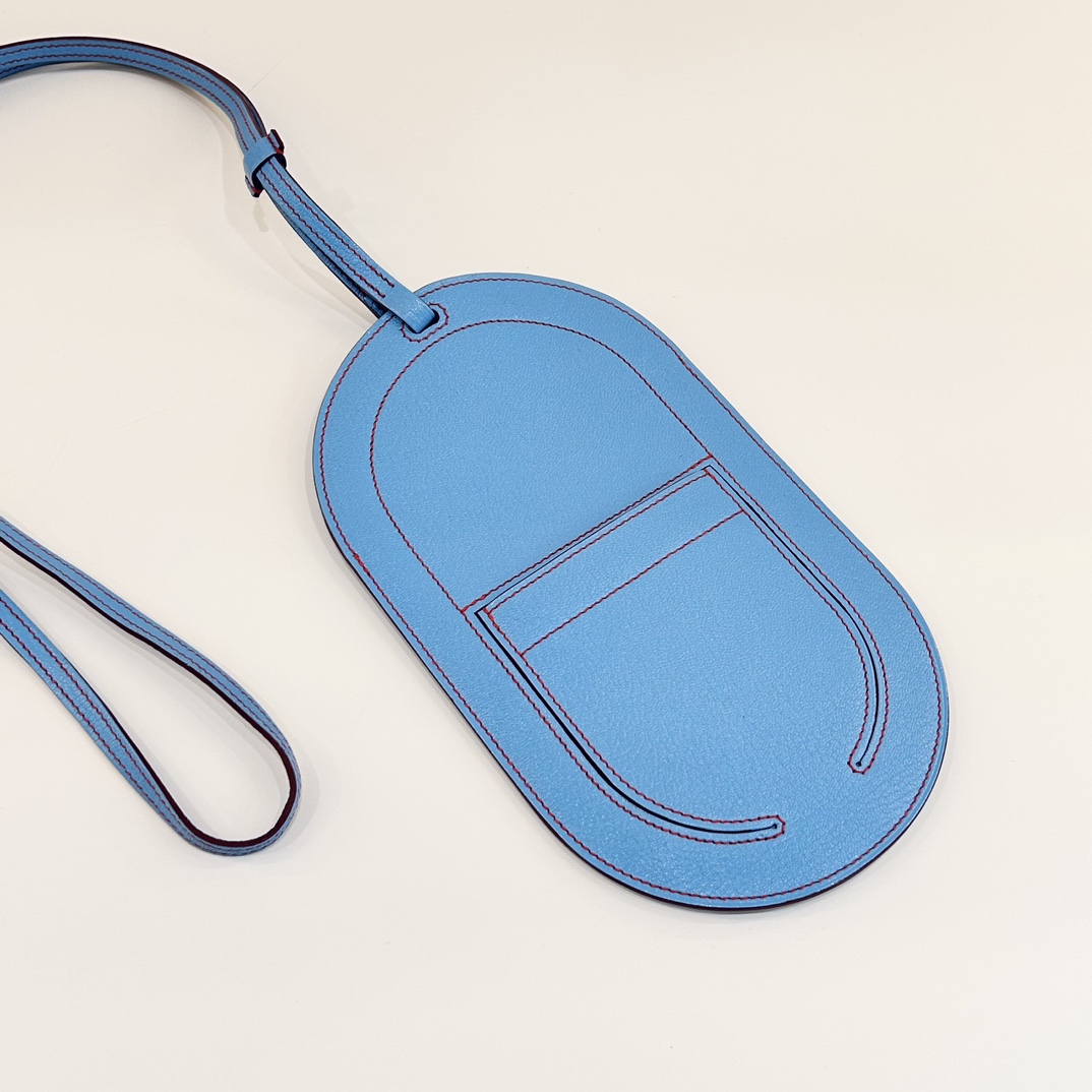 99新 Hermes/爱马仕 7姐专场/蓝色猪鼻子手机包  C刻