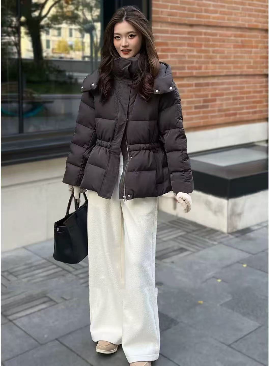 3555 -37952 冬季保暖面包服连帽外套百搭鹅绒服