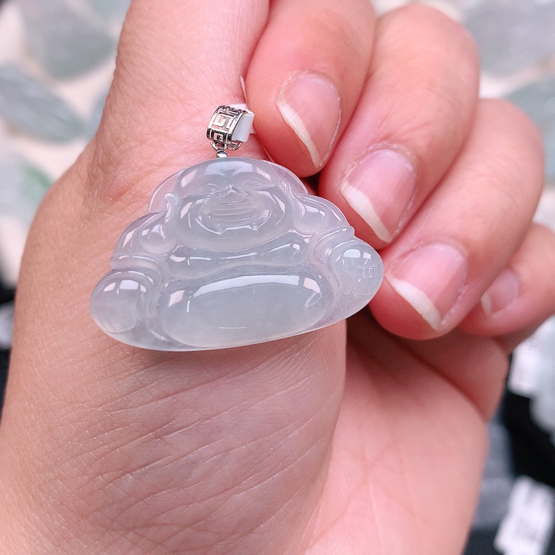 翡翠颈饰18K金镶嵌冰胶蓝佛公