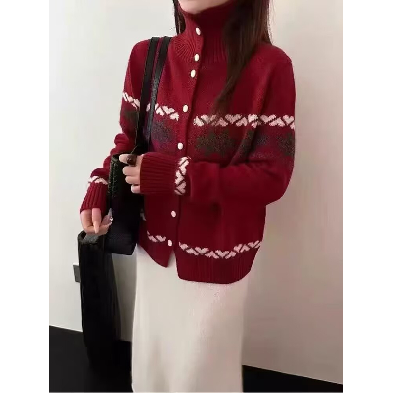秋冬新款女士加厚保暖高领时尚百搭套头打底显瘦开衫毛针织衫