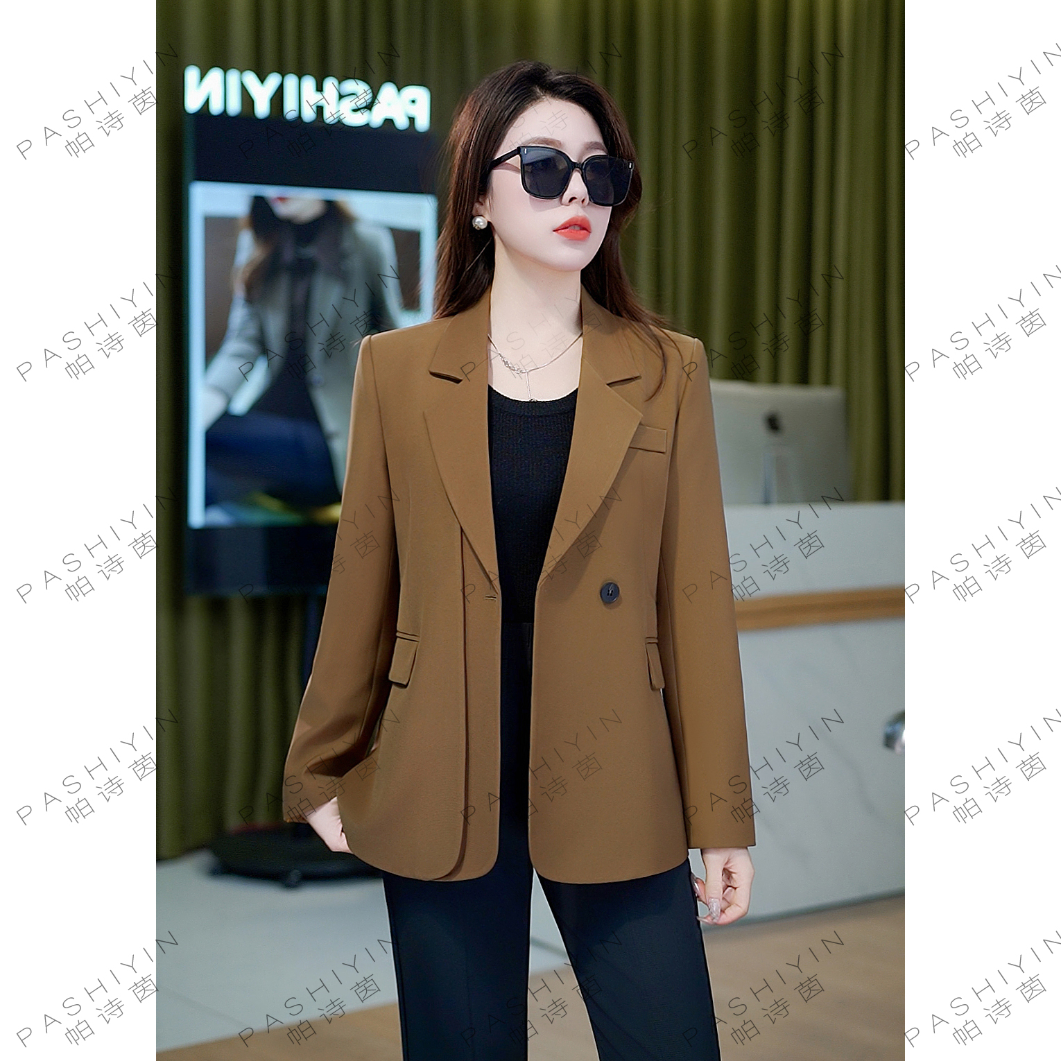PASHIYIN/帕诗茵2025春季日常时尚休闲西装小个子西服女#25102