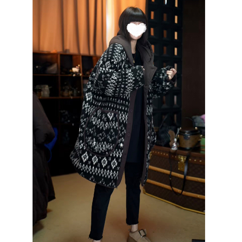 【加厚双面穿】2025冬季新款休闲简约时尚拼毛毛两面穿连帽加厚棉服