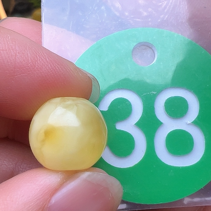 蜜蜡裸石未镶嵌花粉12.9m m