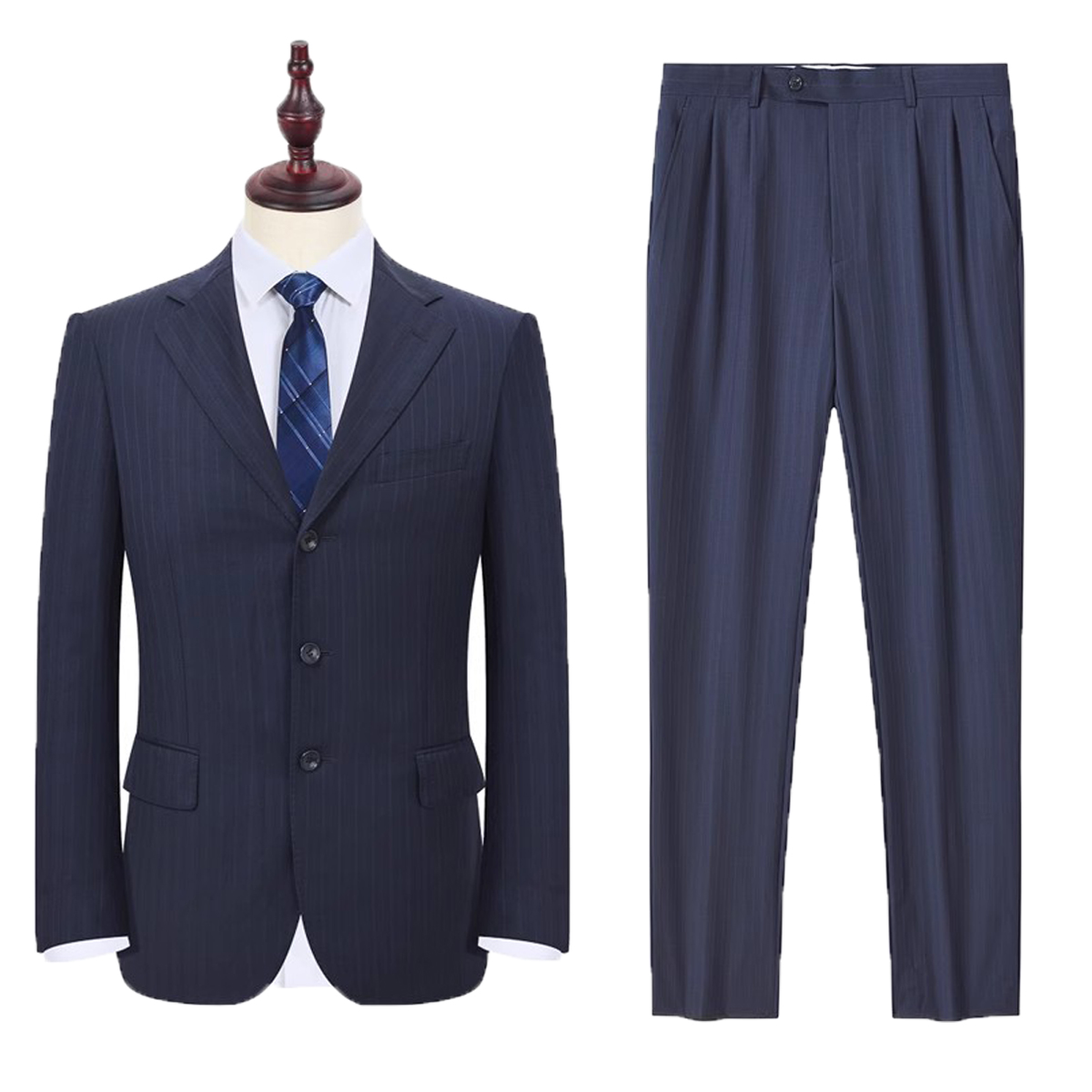 AB0910 羊毛+桑蚕丝 老沙家男士春秋羊毛套西藏青西服商务正装