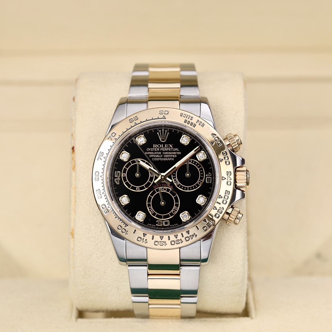 95新 Rolex/劳力士 116503 钻石刻度 黑盘 40mm 2019年4月保卡