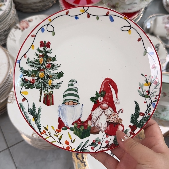 瓷8英寸圣诞浅盘4个