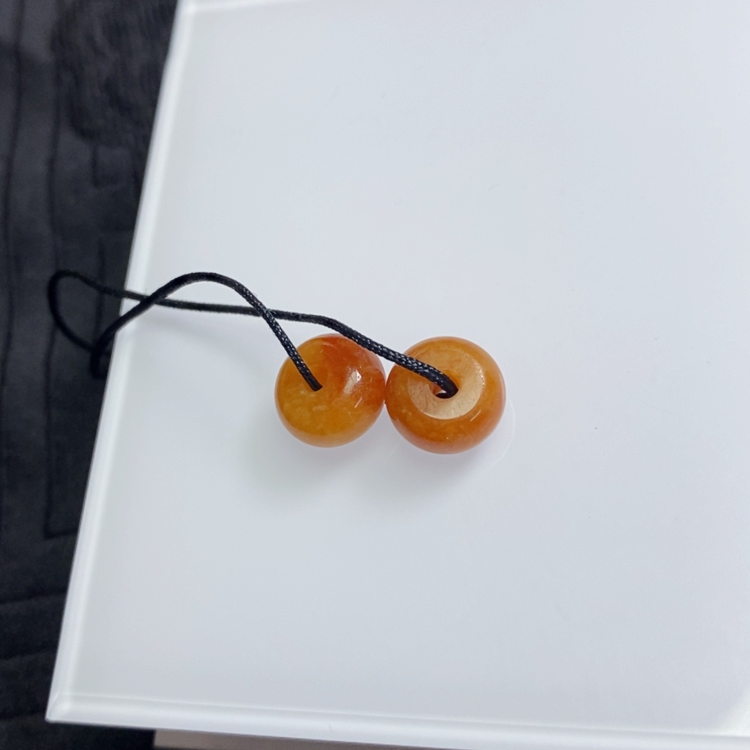 翡翠未镶嵌耳饰黄翡小鼓珠 可编手绳可做耳饰