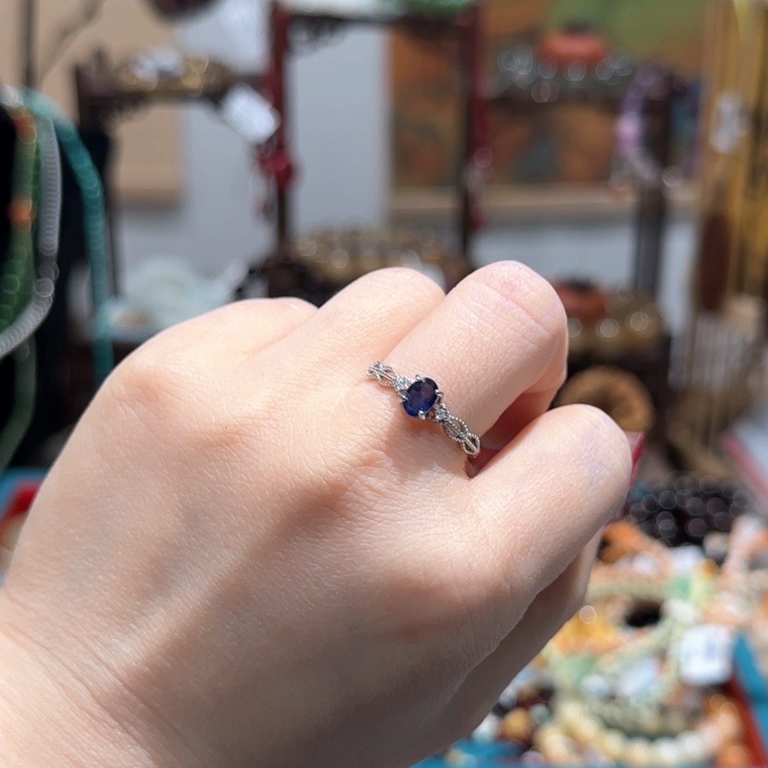 蓝宝石戒指银S925镶嵌戒指