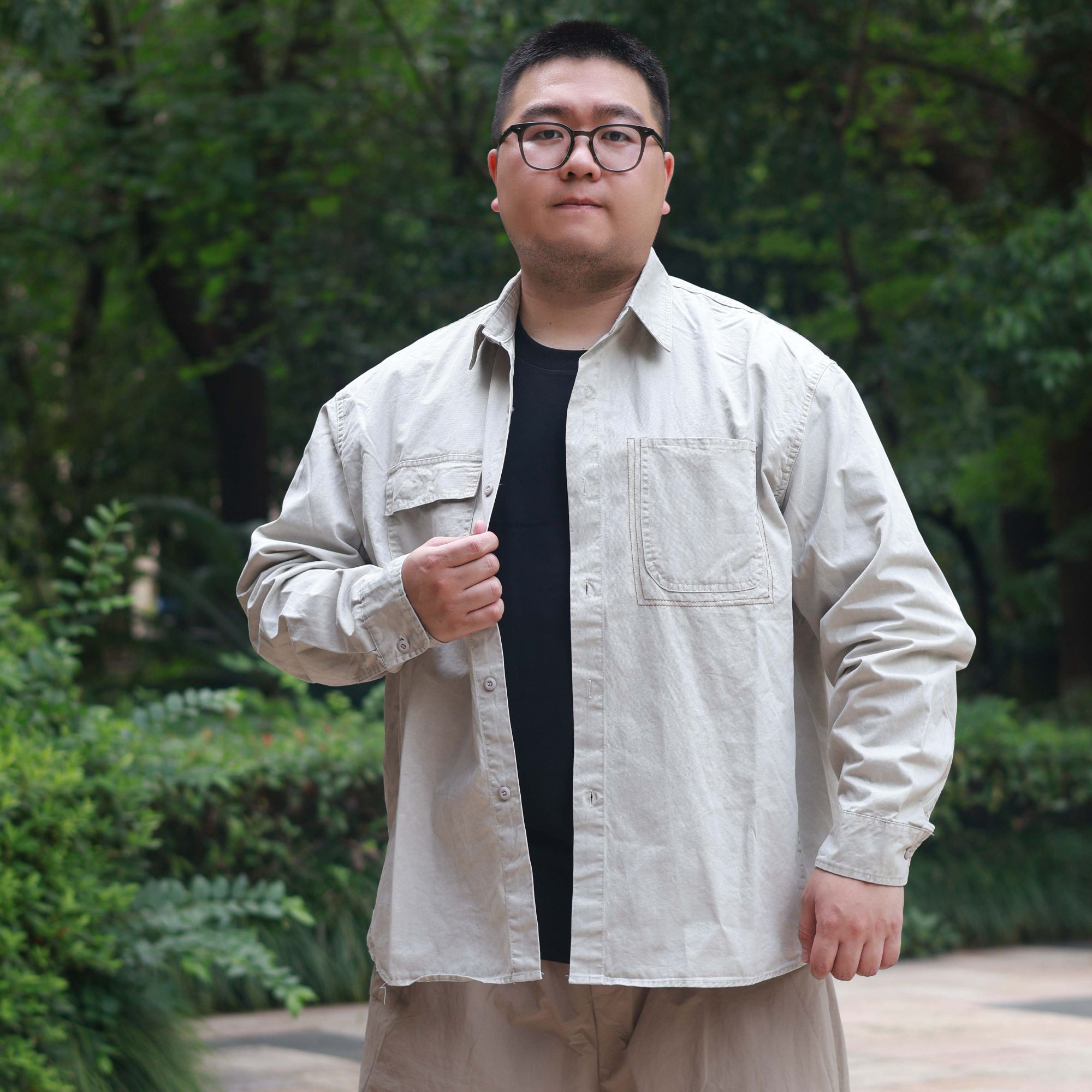 水洗日系长袖秋季四季通用男衬衫春秋上衣港风男士衬衣美式休闲