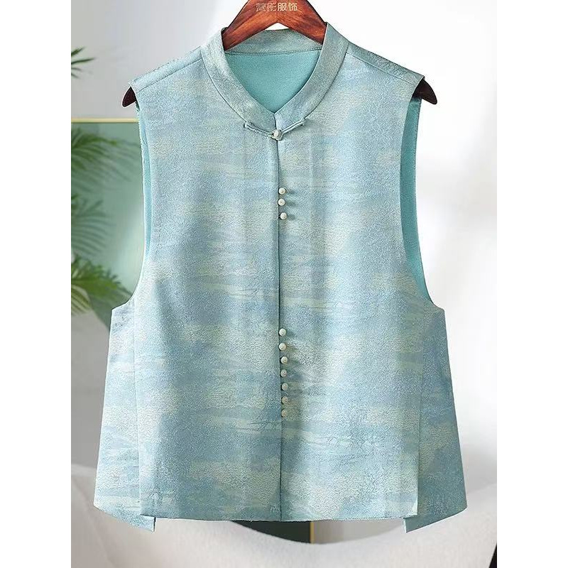 马甲新款秋季柔水马甲绣花新中式马甲