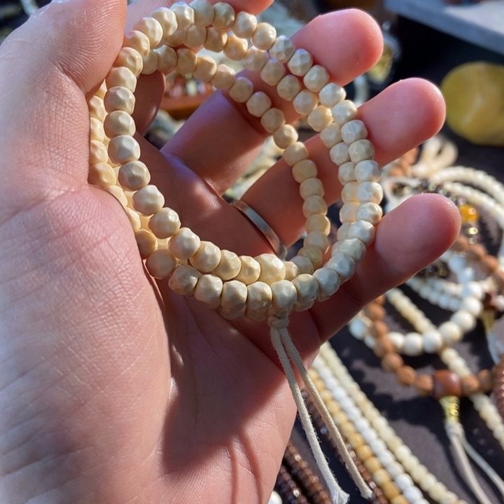 白玉菩提吊坠手工猛犸108