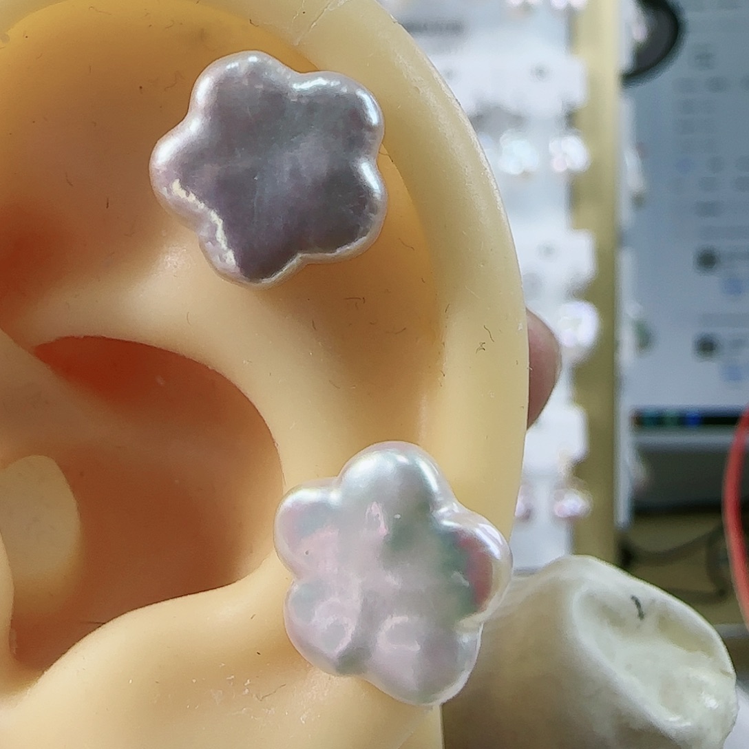 淡水珍珠耳钉银S925镶嵌