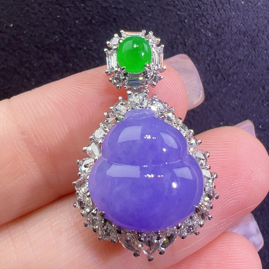 翡翠18K金镶嵌吊坠(不含链)吊坠