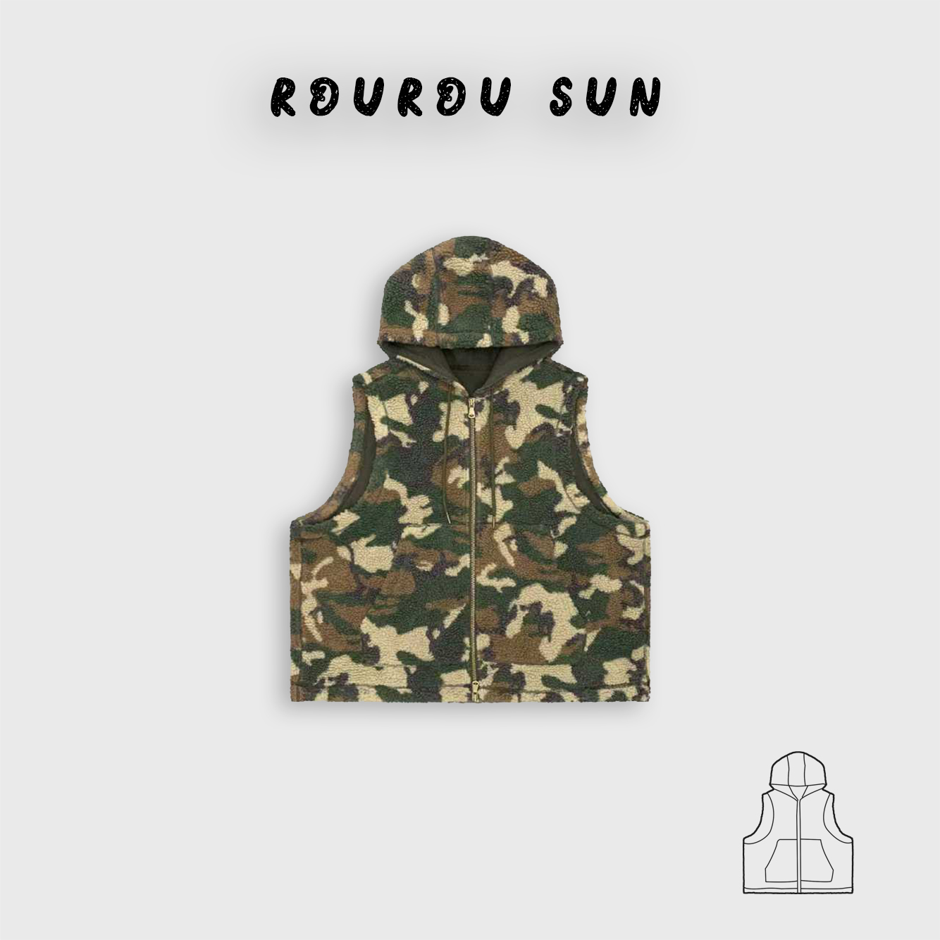 29386冬款女装日系复古休闲迷彩连帽无袖百搭休闲马甲