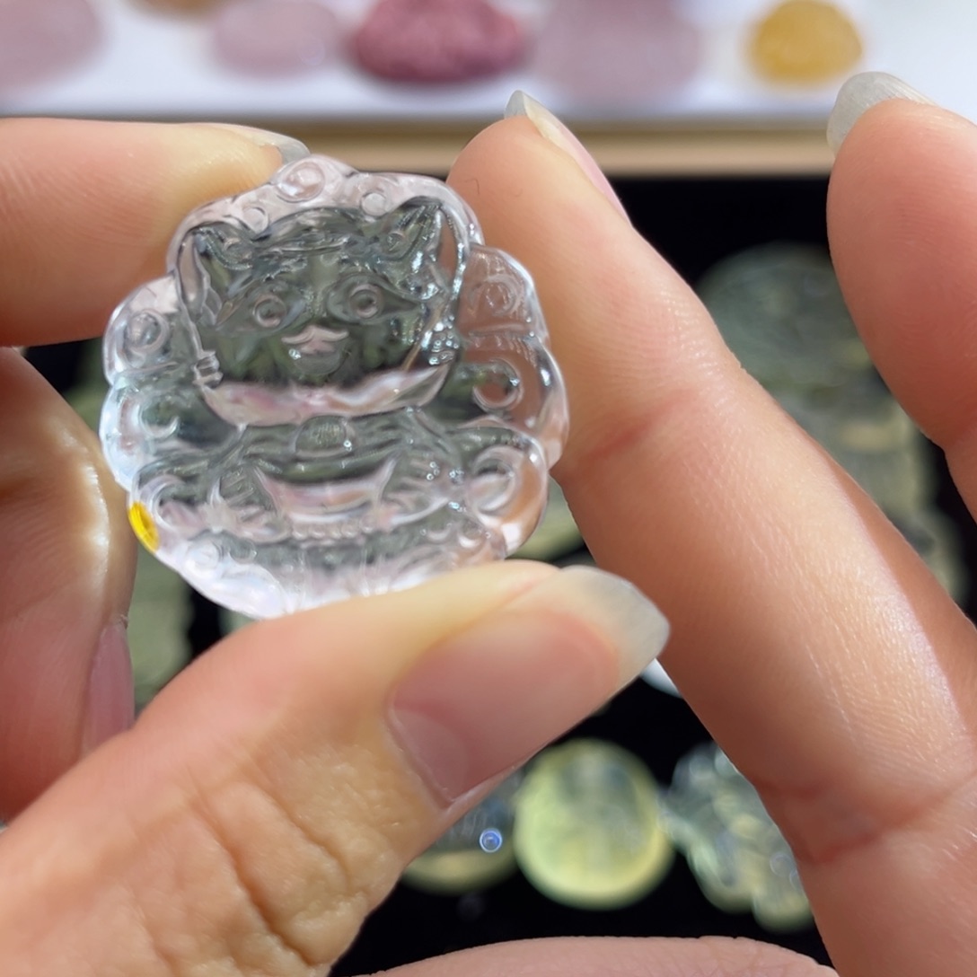 水晶颈饰银S925镶嵌梦****白水元宝九尾51