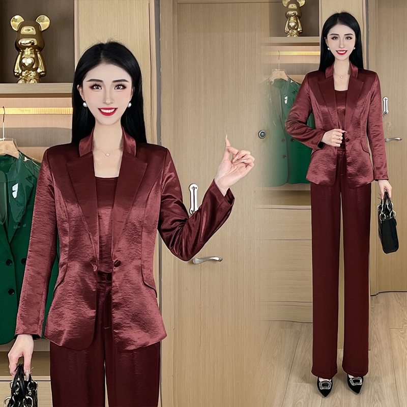 2025春季新款套装简约气质纯色显瘦小众通勤西服两件套女士#YF35