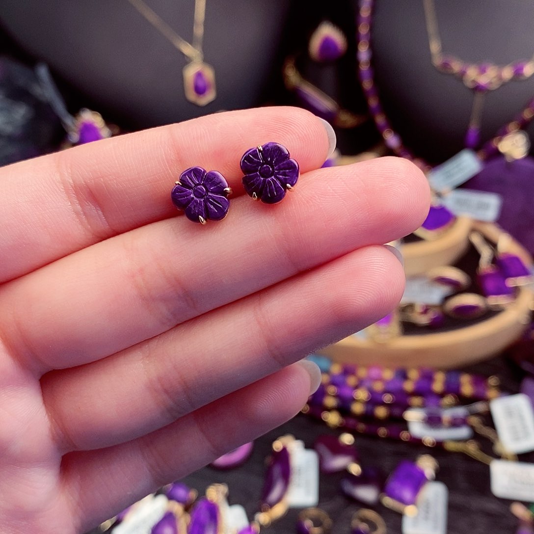 苏纪石（舒俱来）耳饰18K金镶嵌