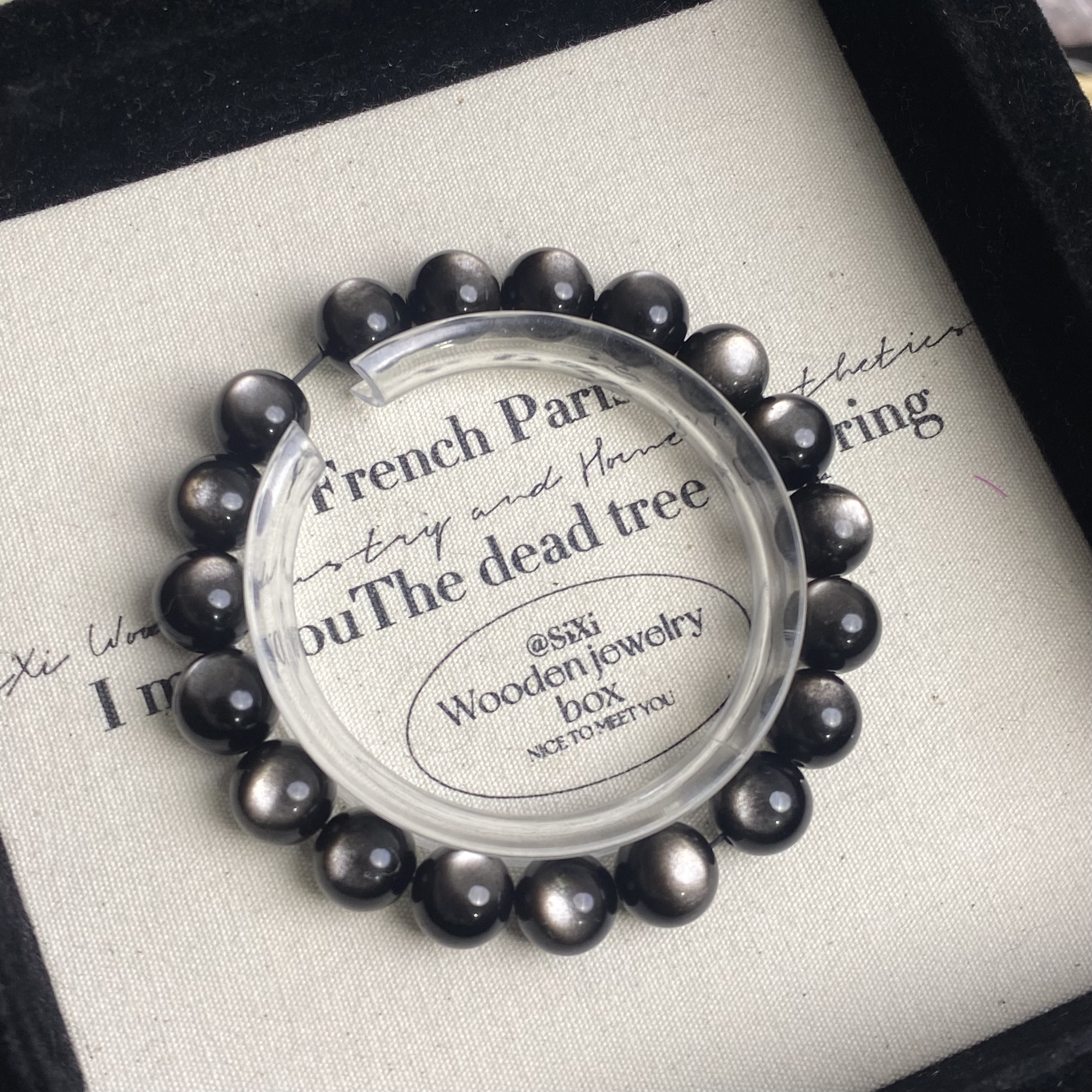 天然高品银曜石手链男女情侣节日礼物闺蜜