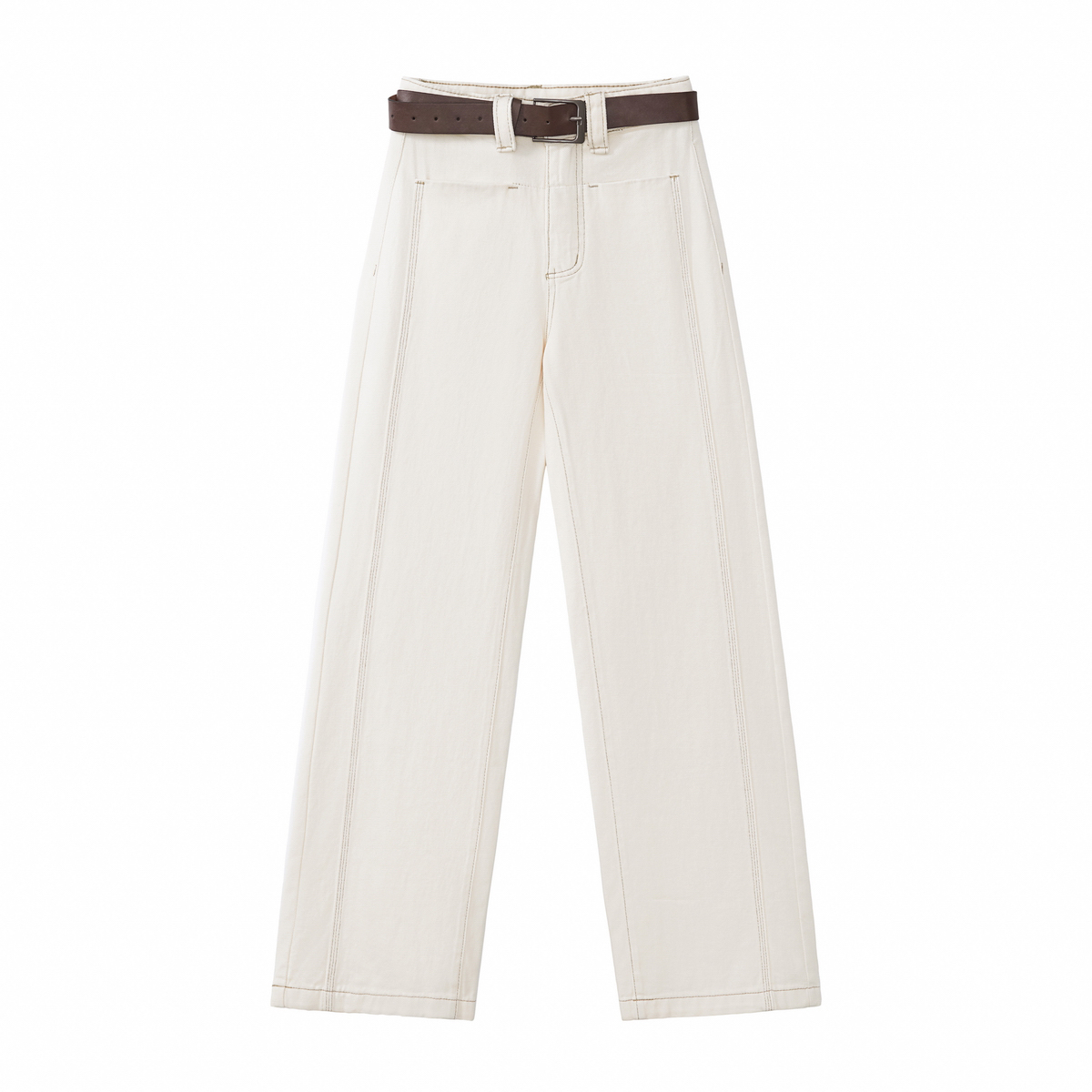 【春季上新】白色时尚高腰显瘦复古百搭直筒裤CC5388裤长104（含腰带