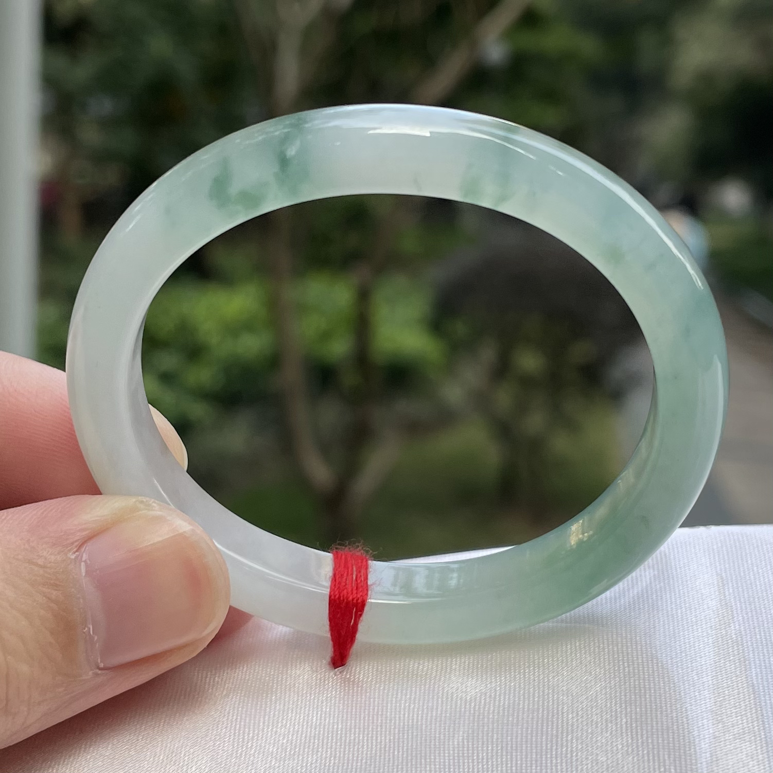 天然翡翠冰飘花手镯 五十一圈口 贵妃