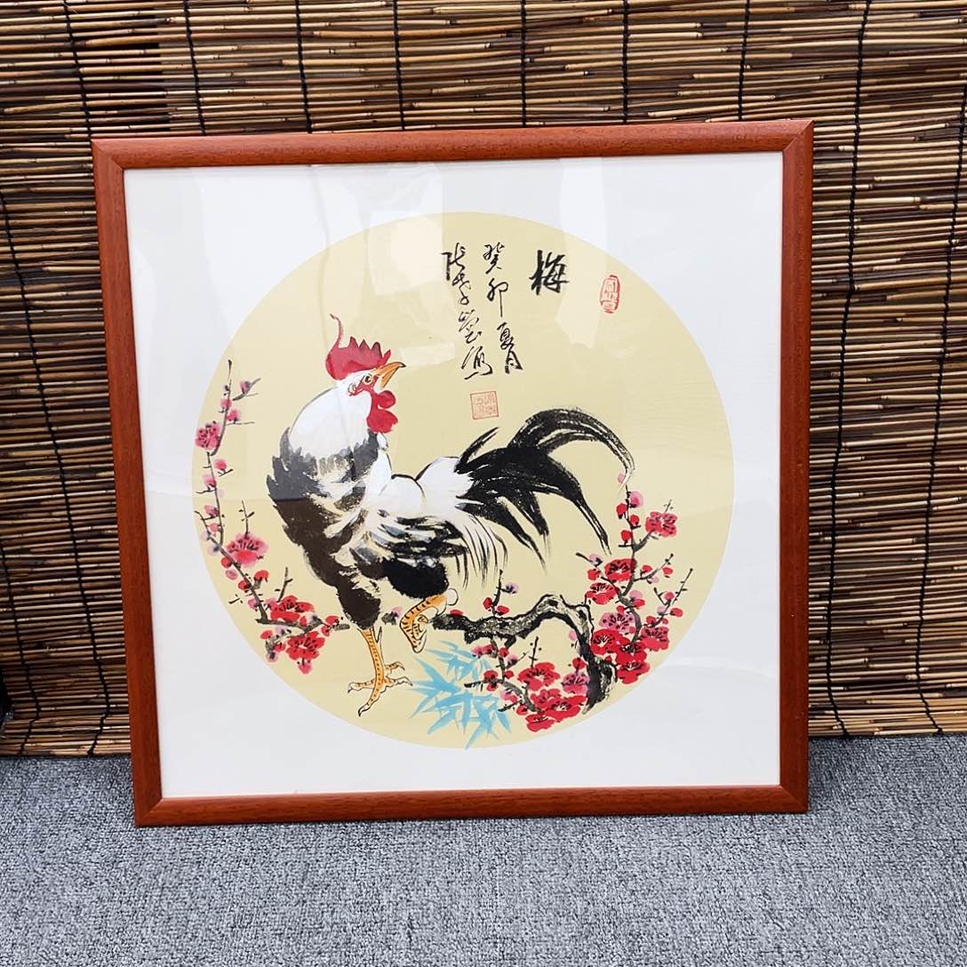 书法张孝岗斗方公鸡