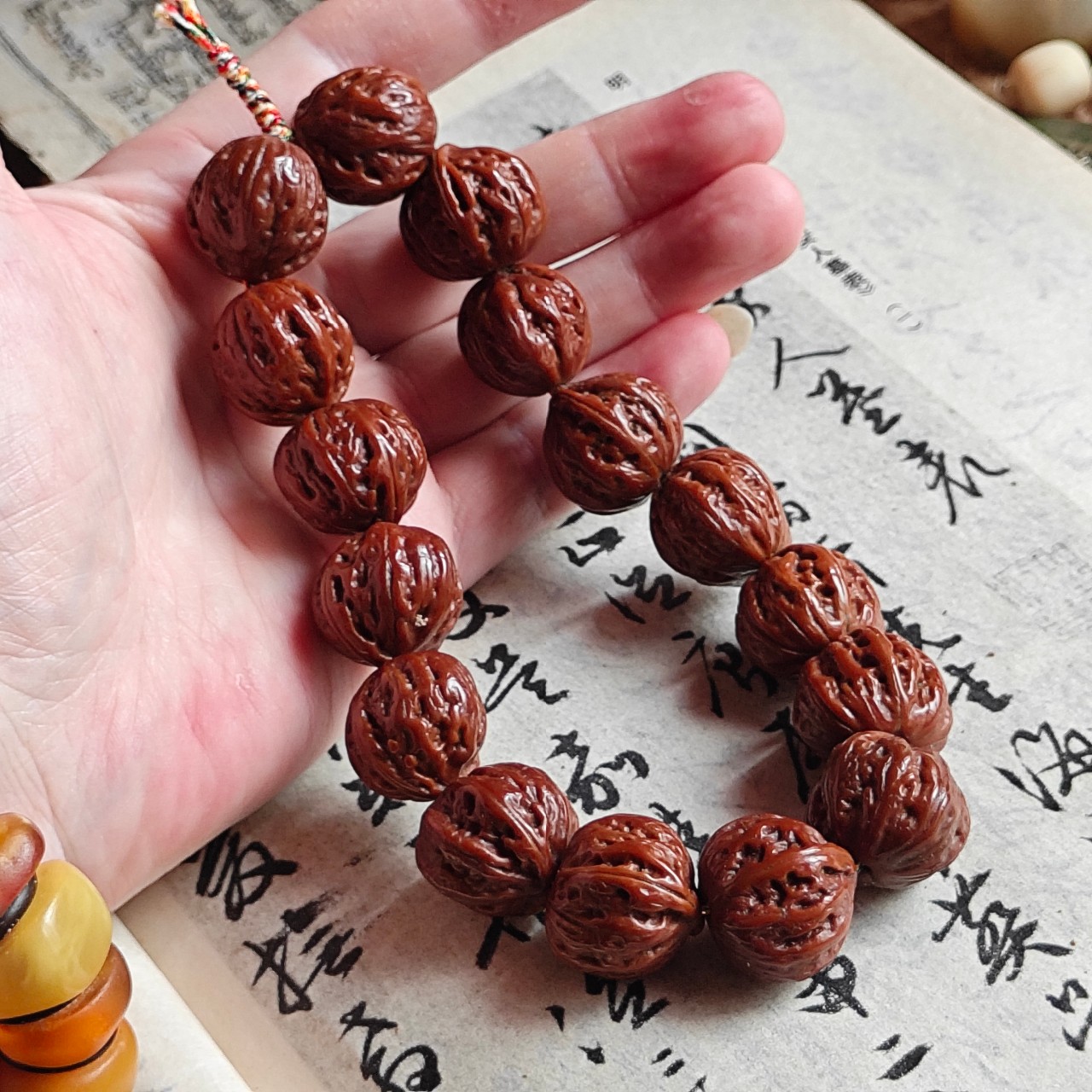 文玩核桃手串手持 边19.5毫米左右16颗包浆压痕走色漂亮一物一图