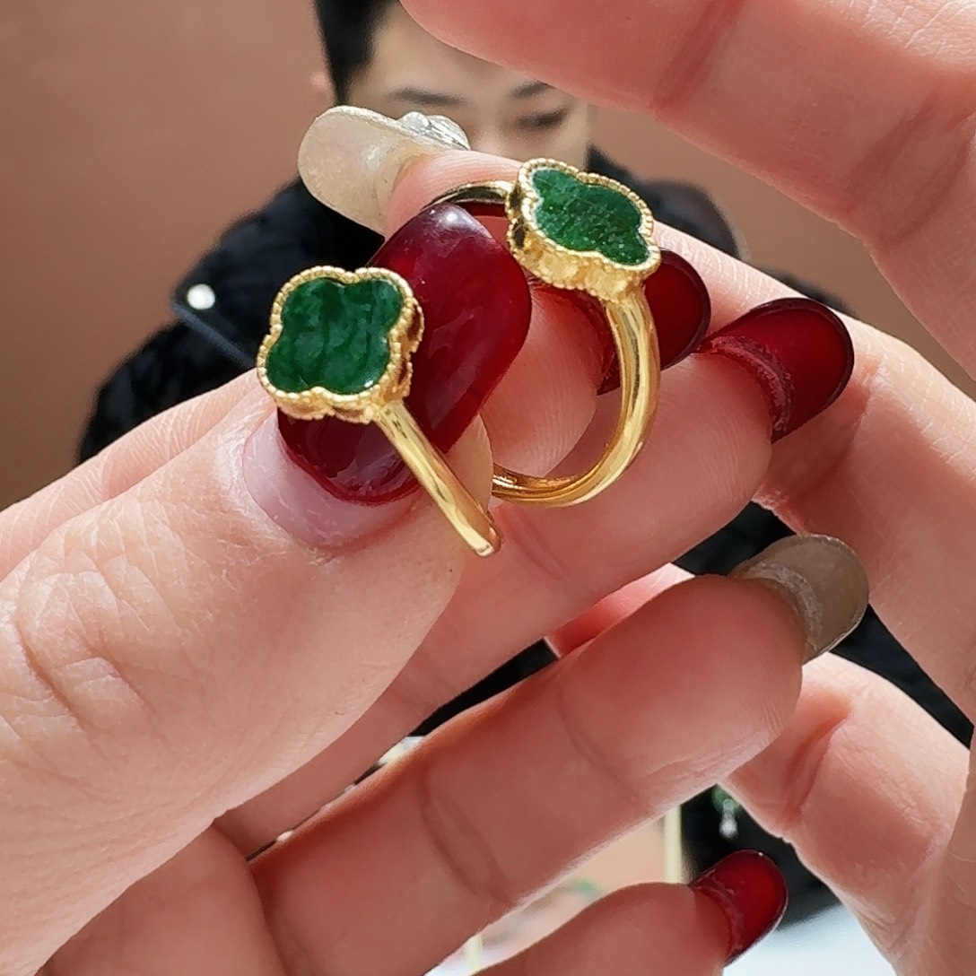 翡翠戒指银S925镶嵌多样性发/1个