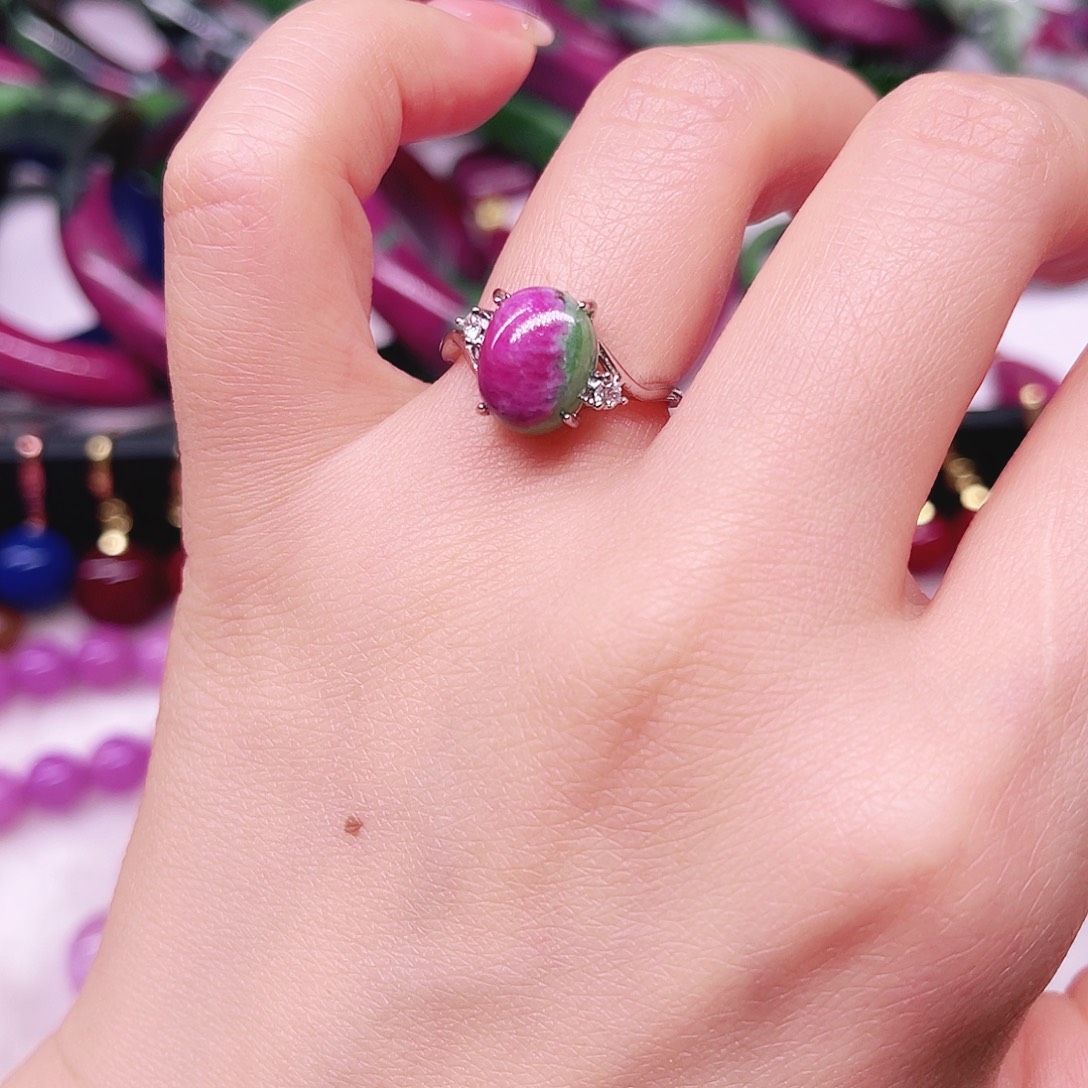 红宝石戒指银S925镶嵌