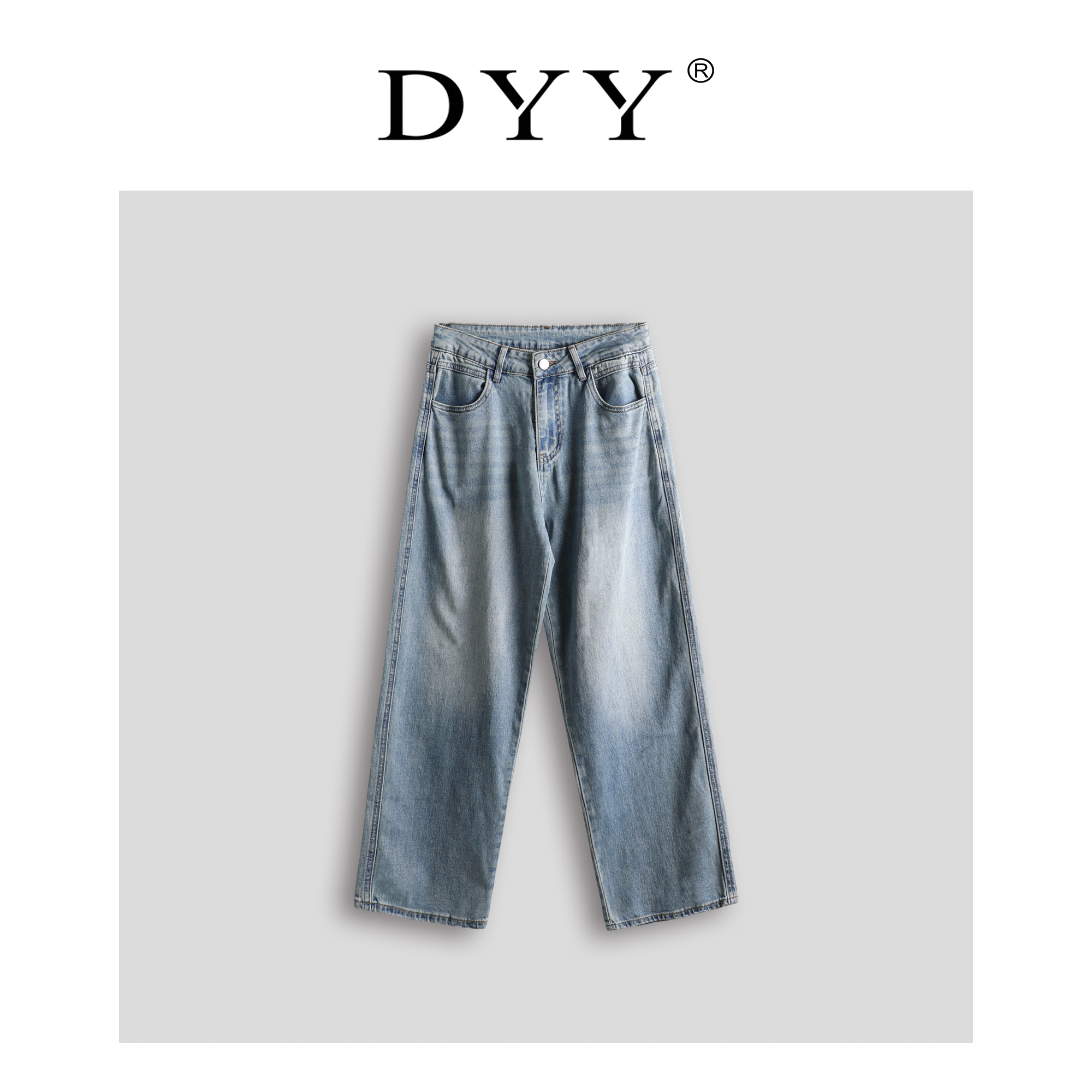 DYY新款时尚百搭宽松休闲直筒舒适显瘦设计潮流百搭牛仔裤DT9060