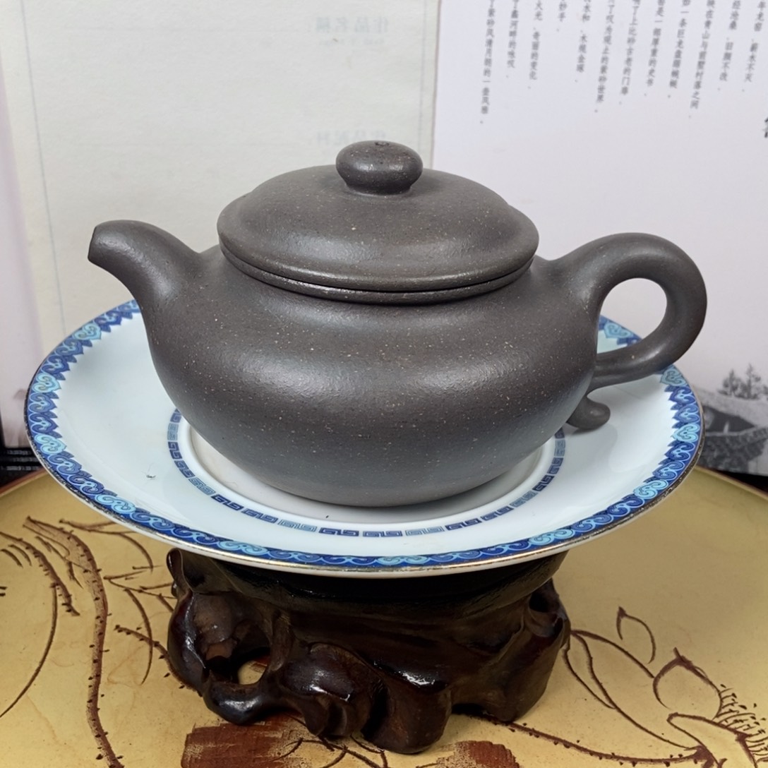 紫砂茶壶大水潭天青全手240 容量宜兴紫砂壶