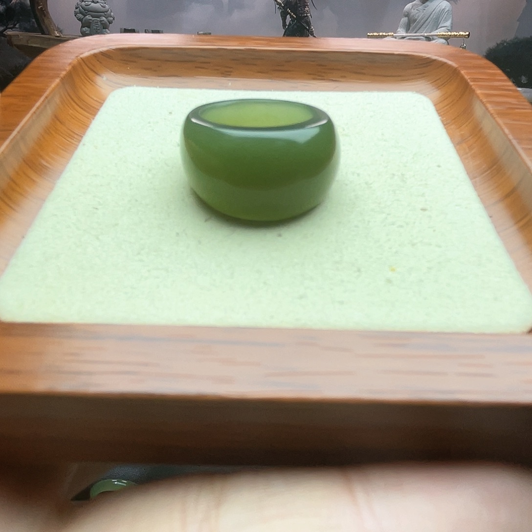 和田玉戒指未镶嵌深湖水馒头16号