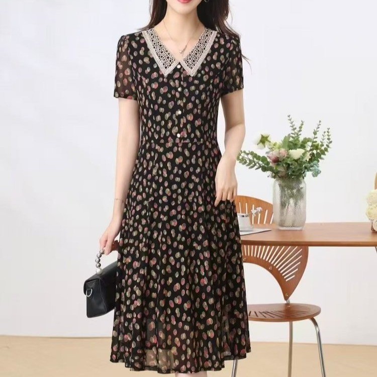 2025夏季新款短袖连衣裙时尚洋气宽松显瘦中长款裙子