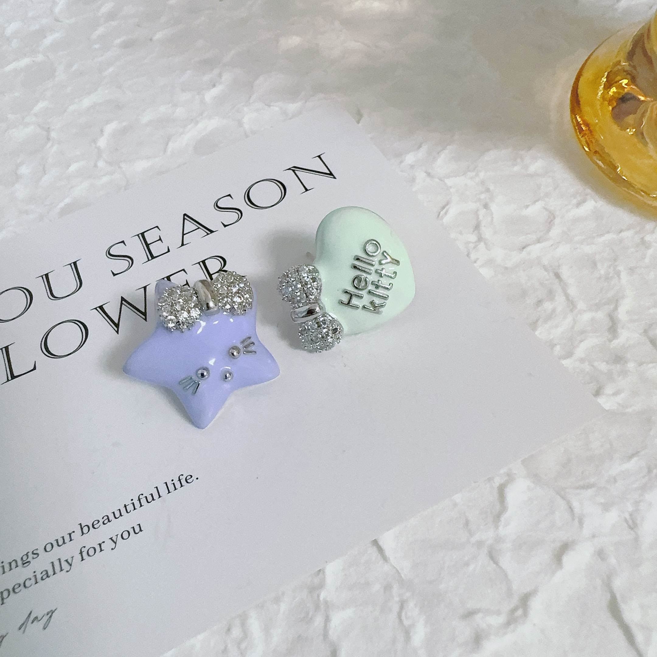 铜合金耳饰 1943 AB款不对称卡通耳钉