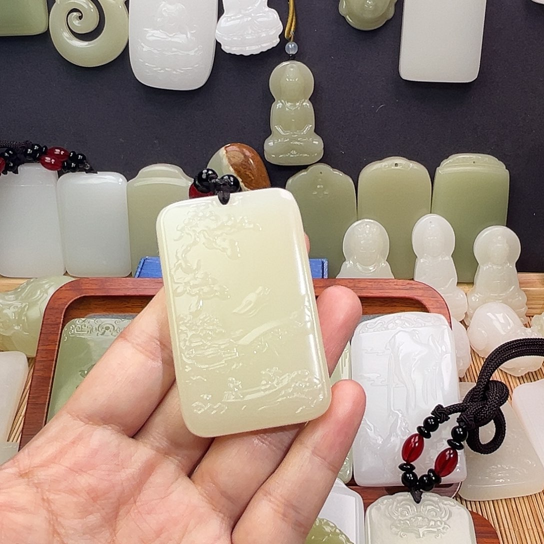 双面雕刻山水牌一物一拍