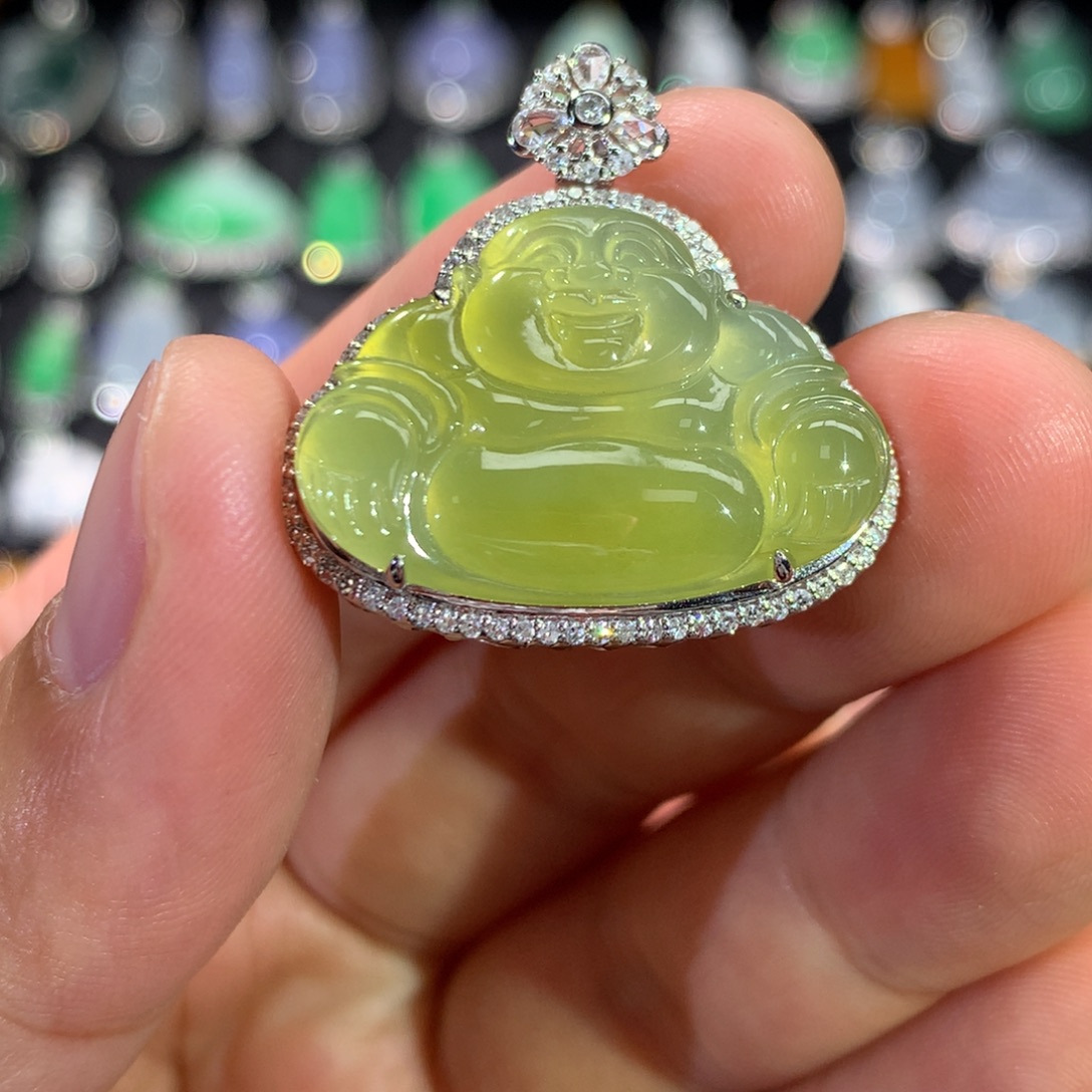 翡翠18K金镶嵌吊坠(不含链)签收后48小时鉴赏期