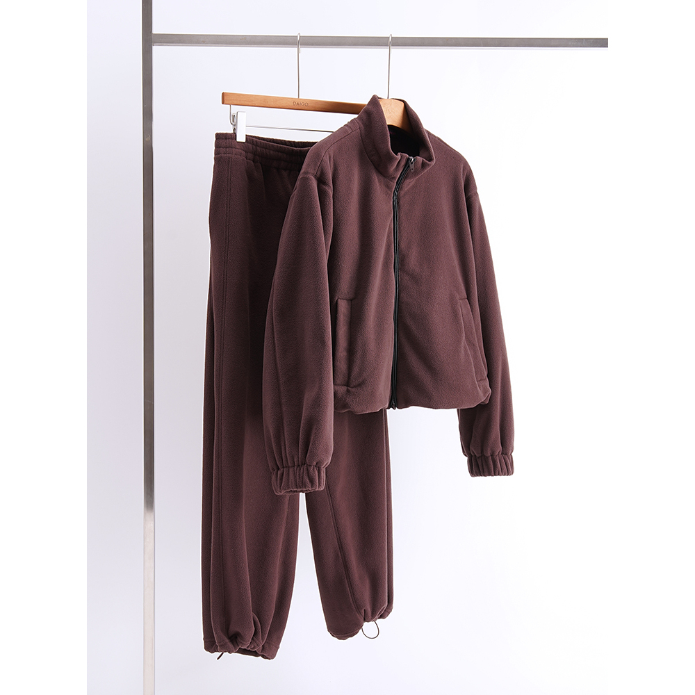 大果store 意大利红标系列~立领拉链外套松紧腰长裤摇粒绒套装