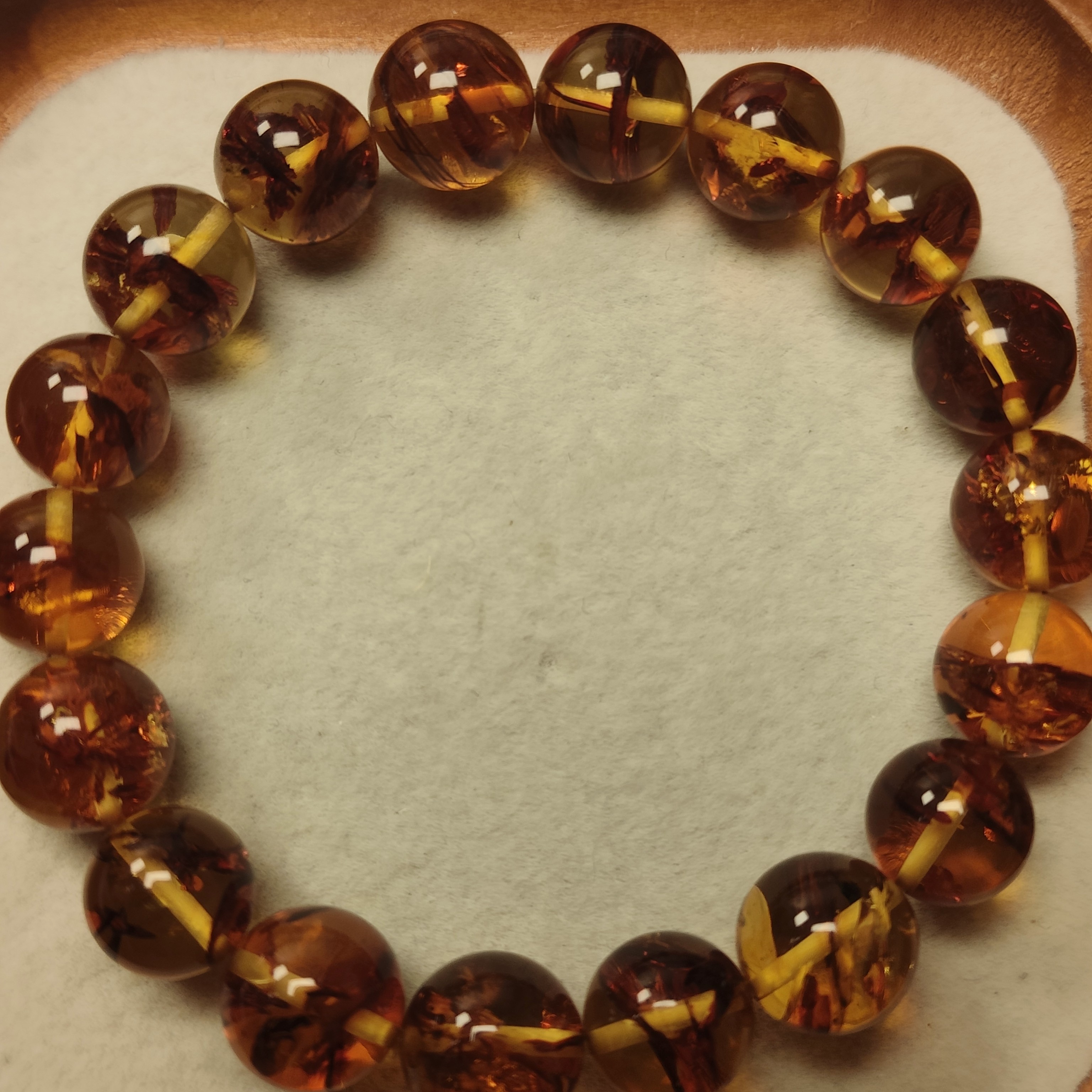 天然花珀圆珠手串11mm+