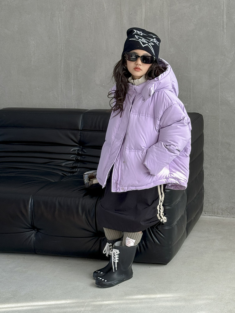 韩国儿童羽绒服2025冬季新款男女童宝宝字母加厚中长款连帽外套潮