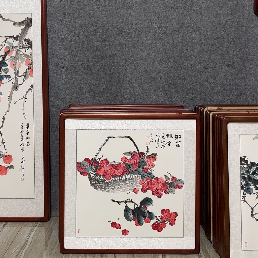 国画书画作品带框63×63