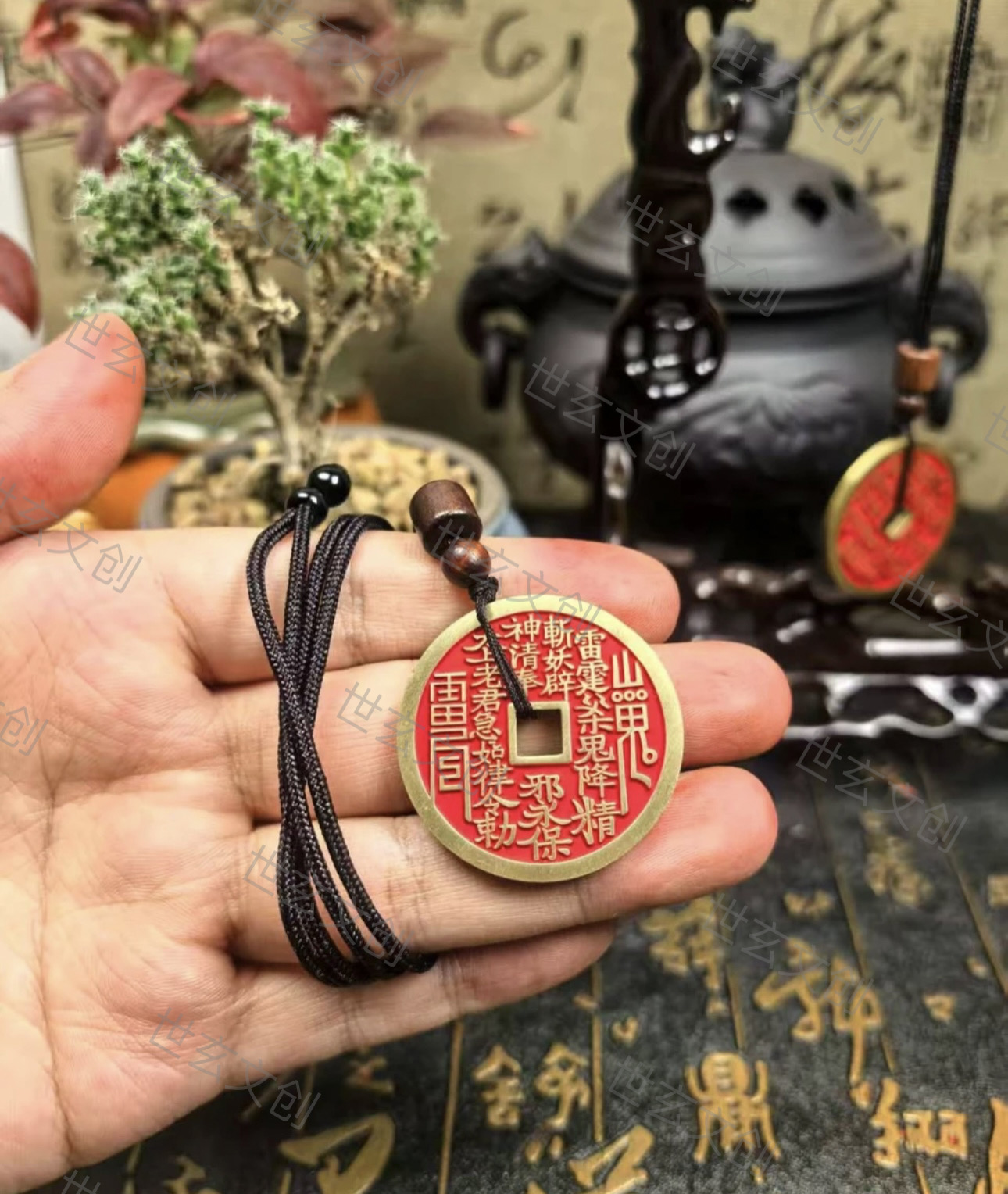 观内直发 手工制作 正宗山花钱黄铜 中式挂件/吊坠