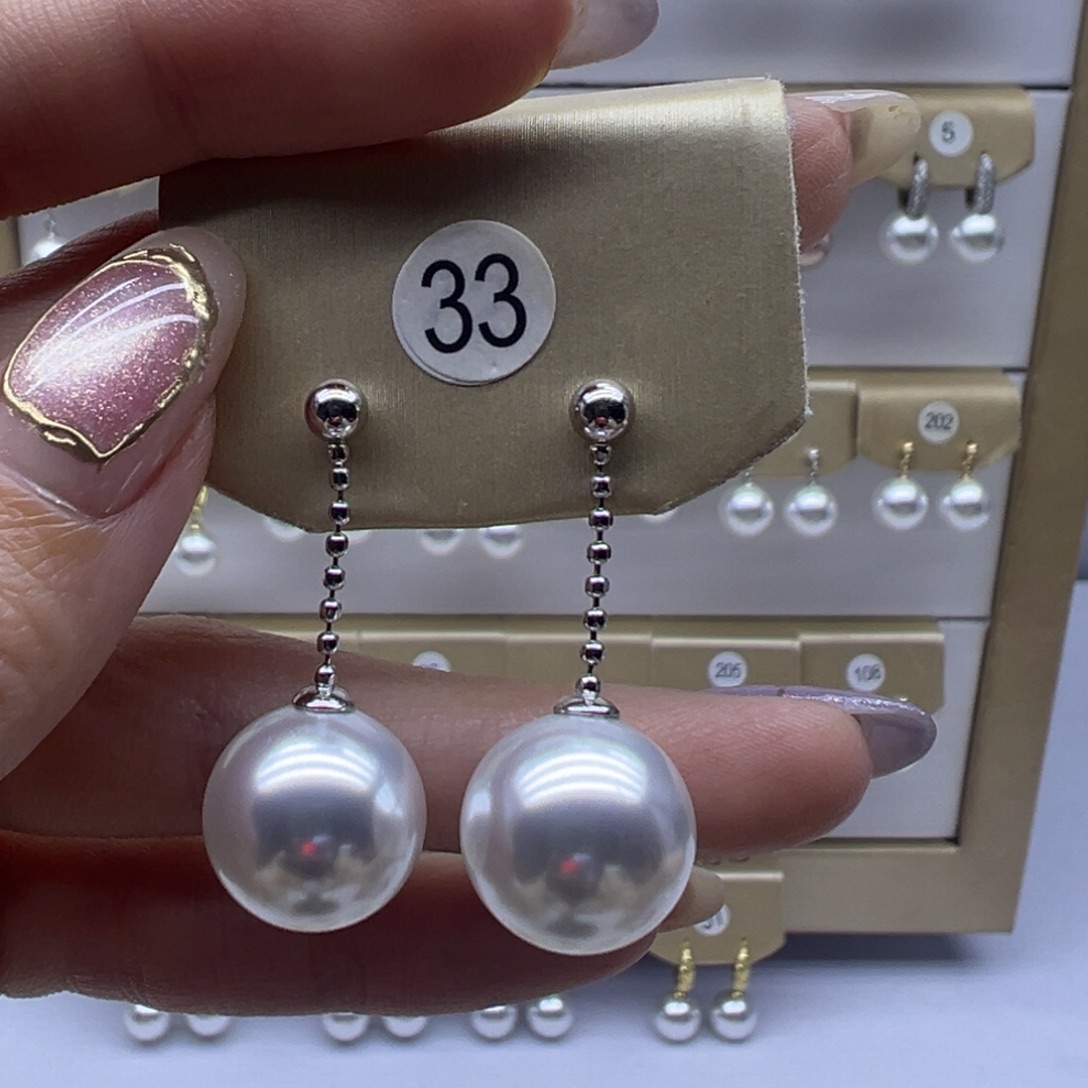 淡水珍珠耳饰银S925镶嵌