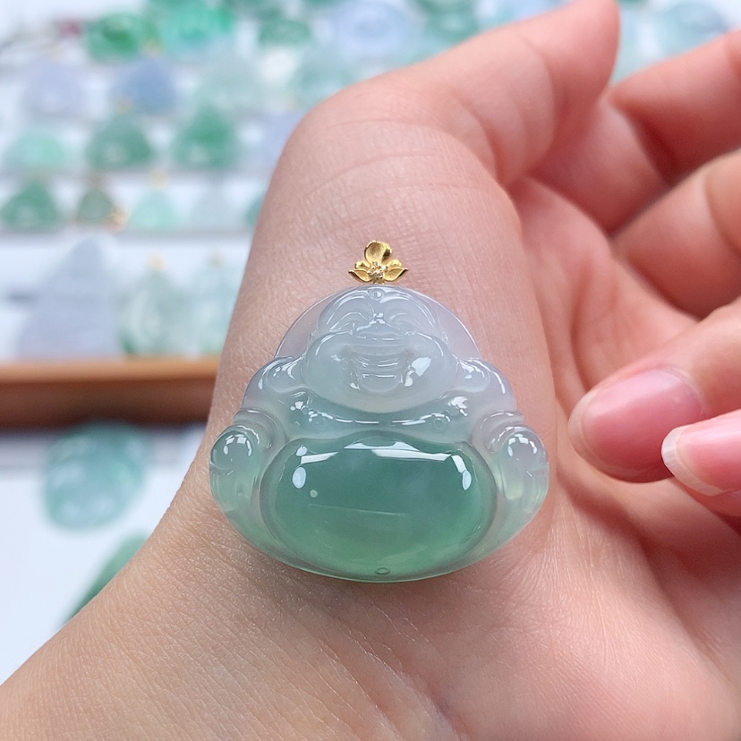 【闪购商品】翡翠吊坠(赠链)18K金镶嵌