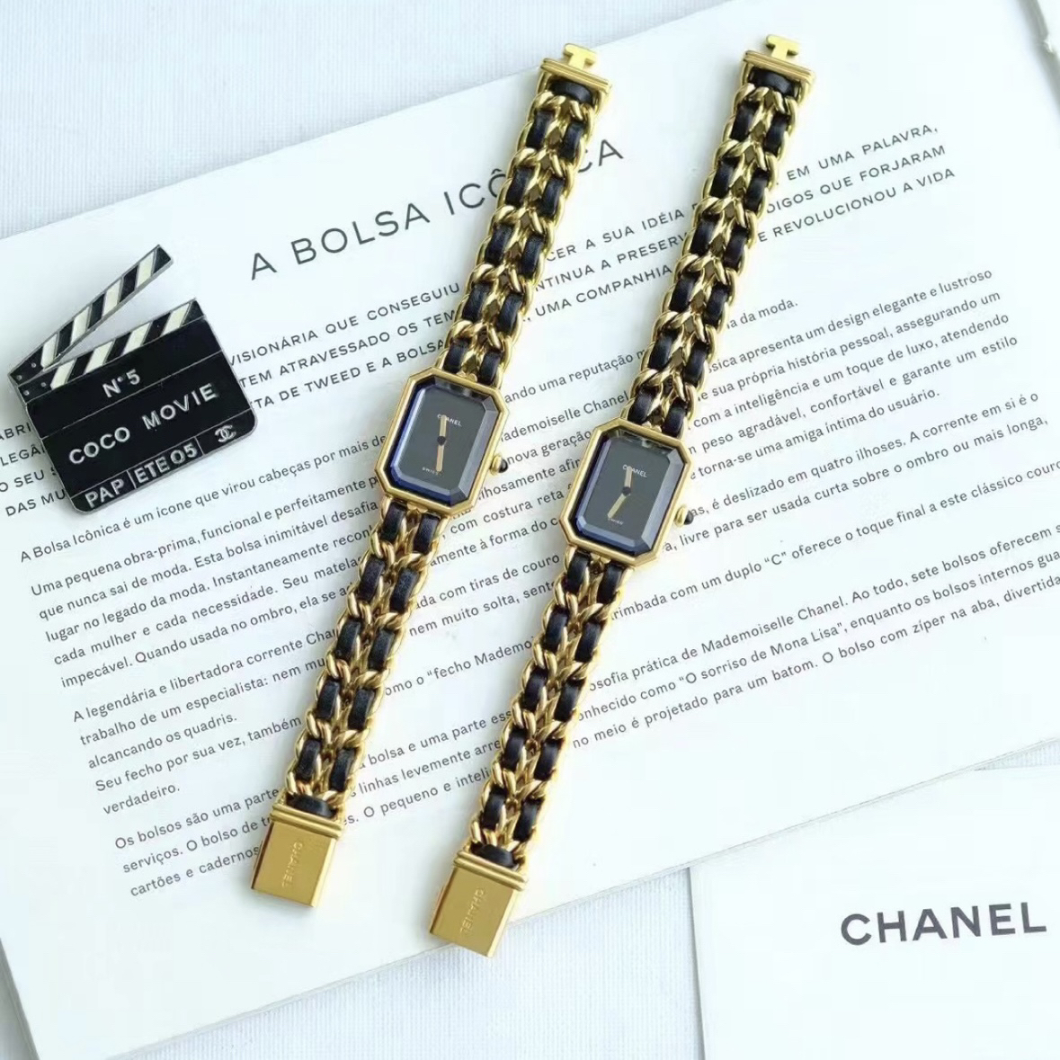 99新 Chanel/香奈儿 黑金方糖手表S