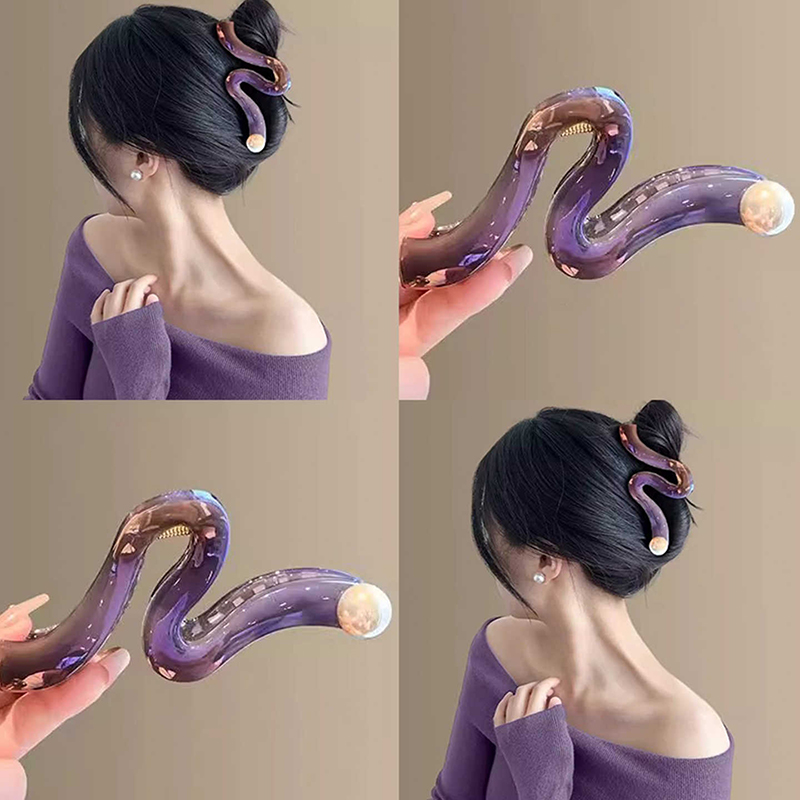 韩国设计师款人鱼姬梦幻波浪珠珠抓夹女大号大量多鲨鱼夹盘发头饰