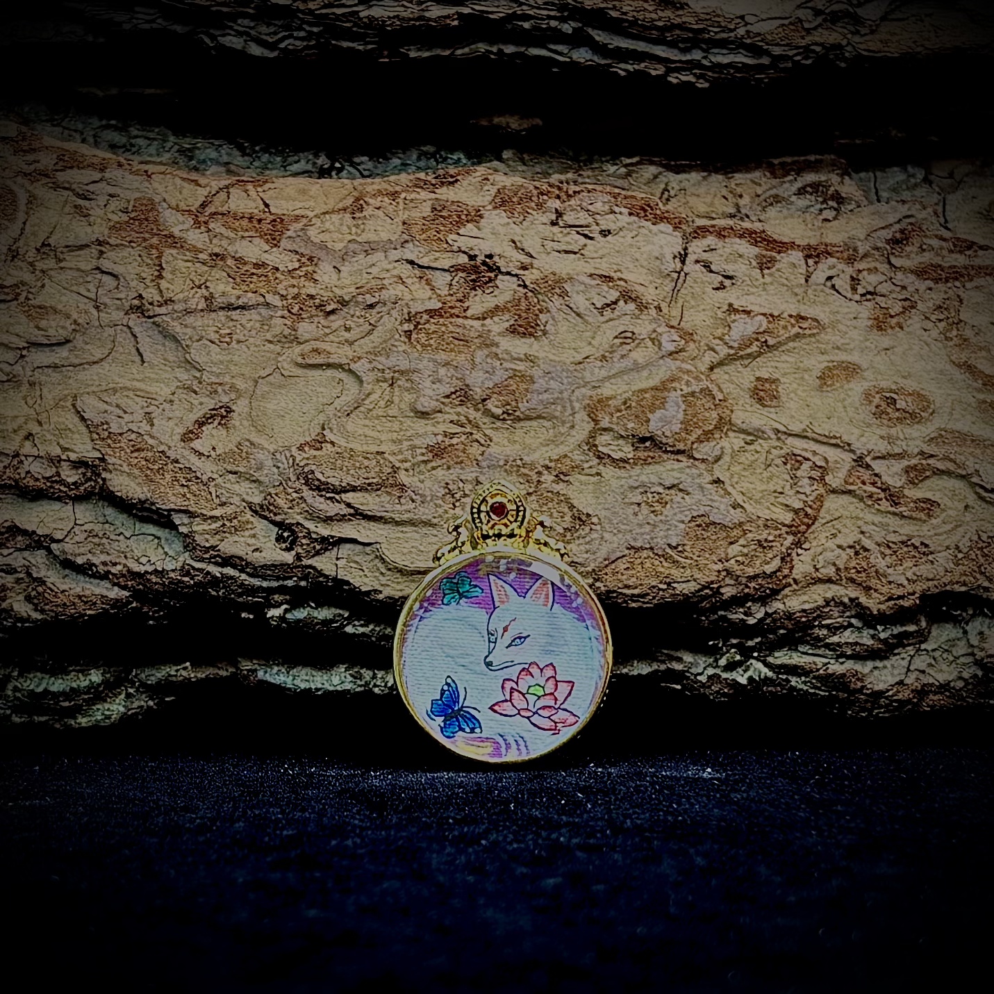 【唐卡】NB-011 纯手绘热贡唐卡随身吊坠九尾圆卡