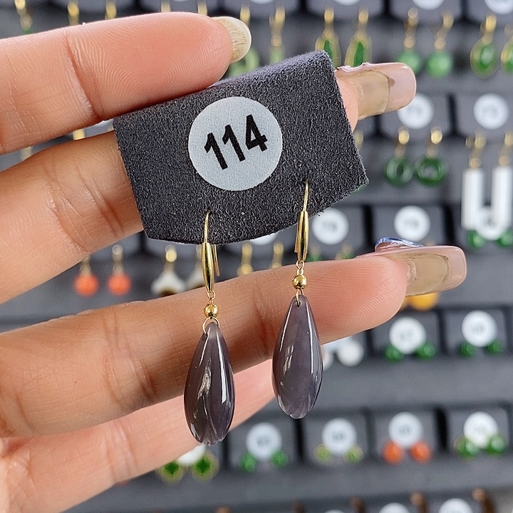 和田玉耳饰18K金镶嵌