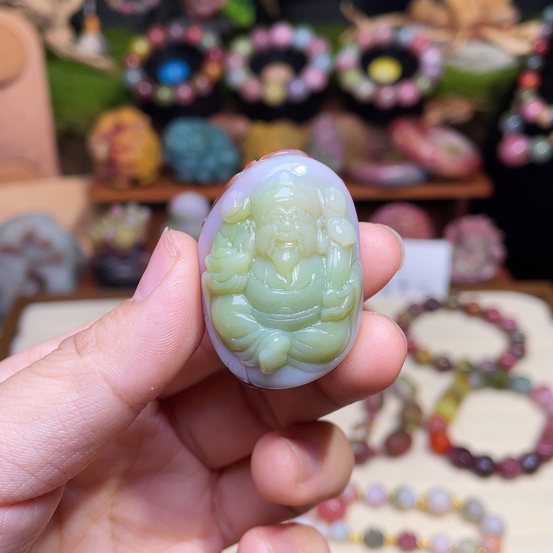 玛瑙/玉髓未镶嵌珠宝半成品盐源玛瑙财神爷双十二福利