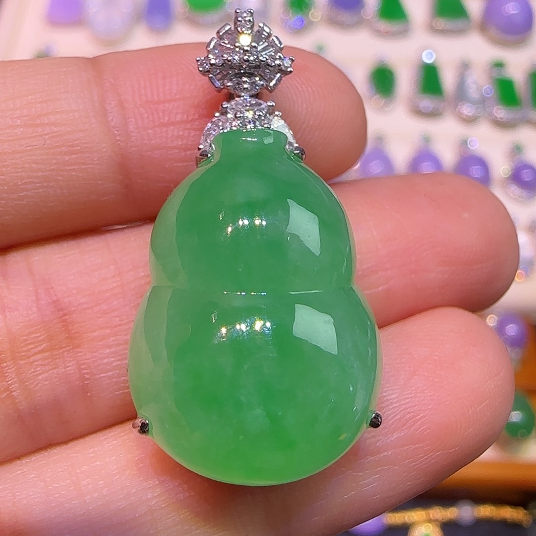 翡翠18K金镶嵌吊坠(不含链)