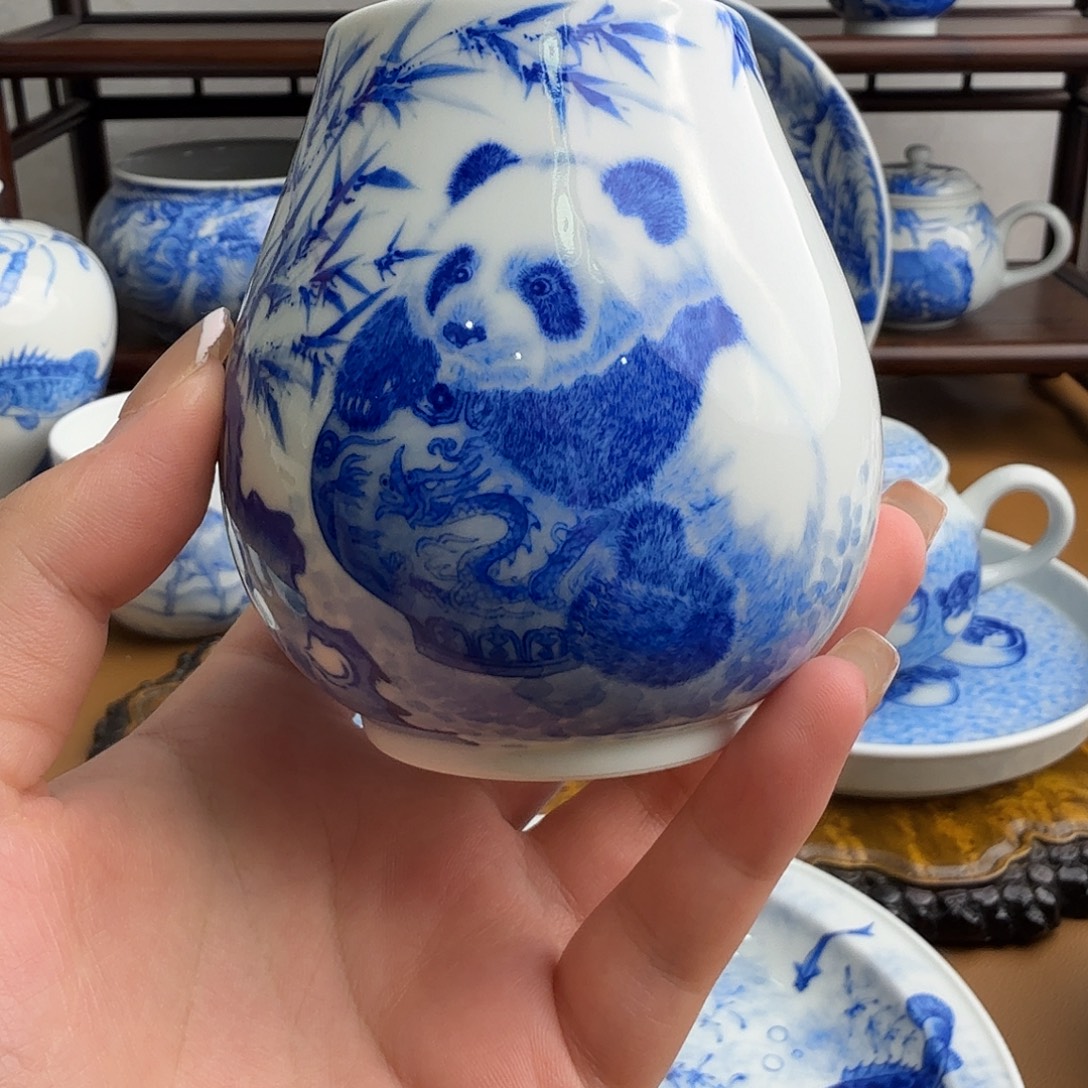 盉木。熊猫杯。      