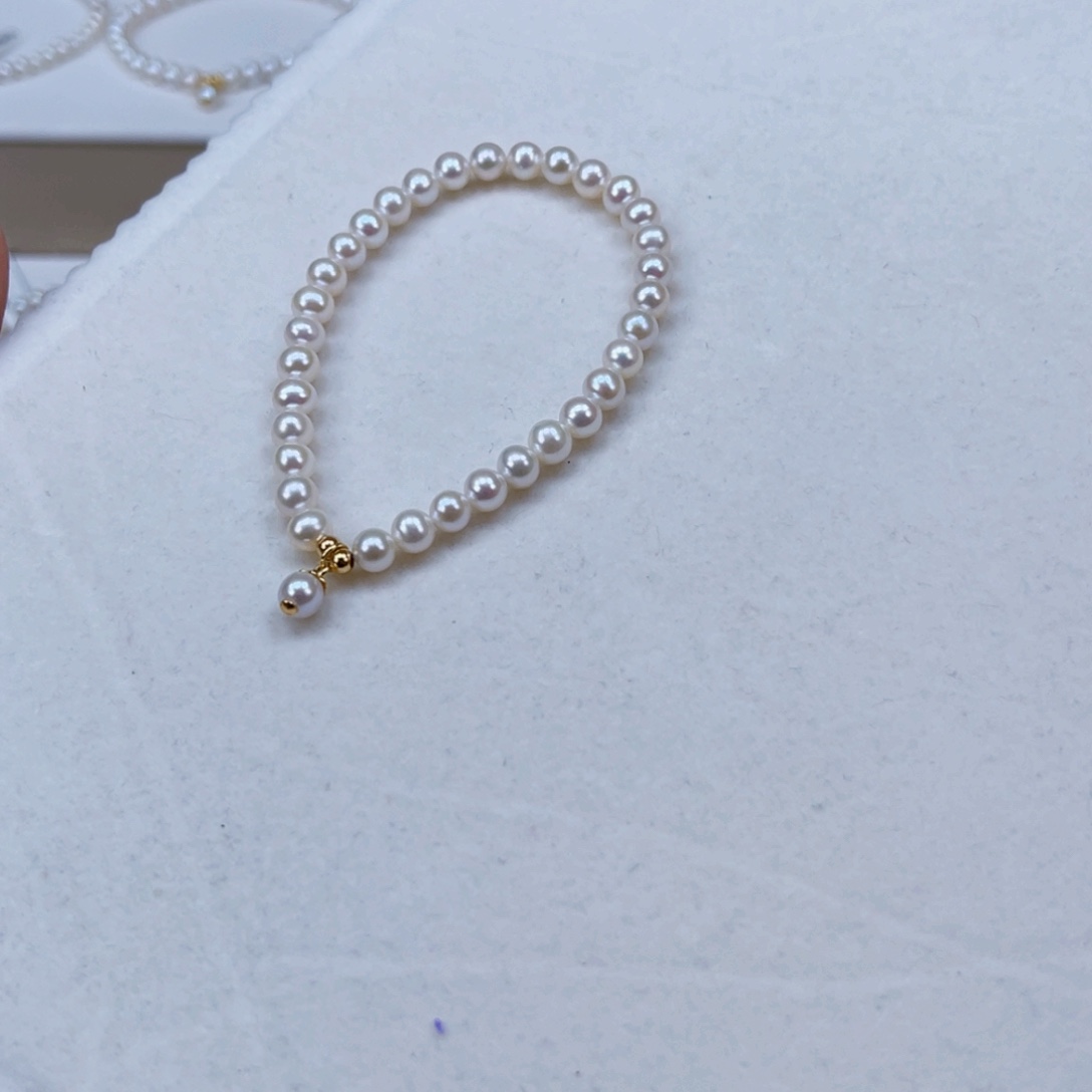 银S925镶嵌手绳淡水珍珠5-6天然淡水珍珠手链 